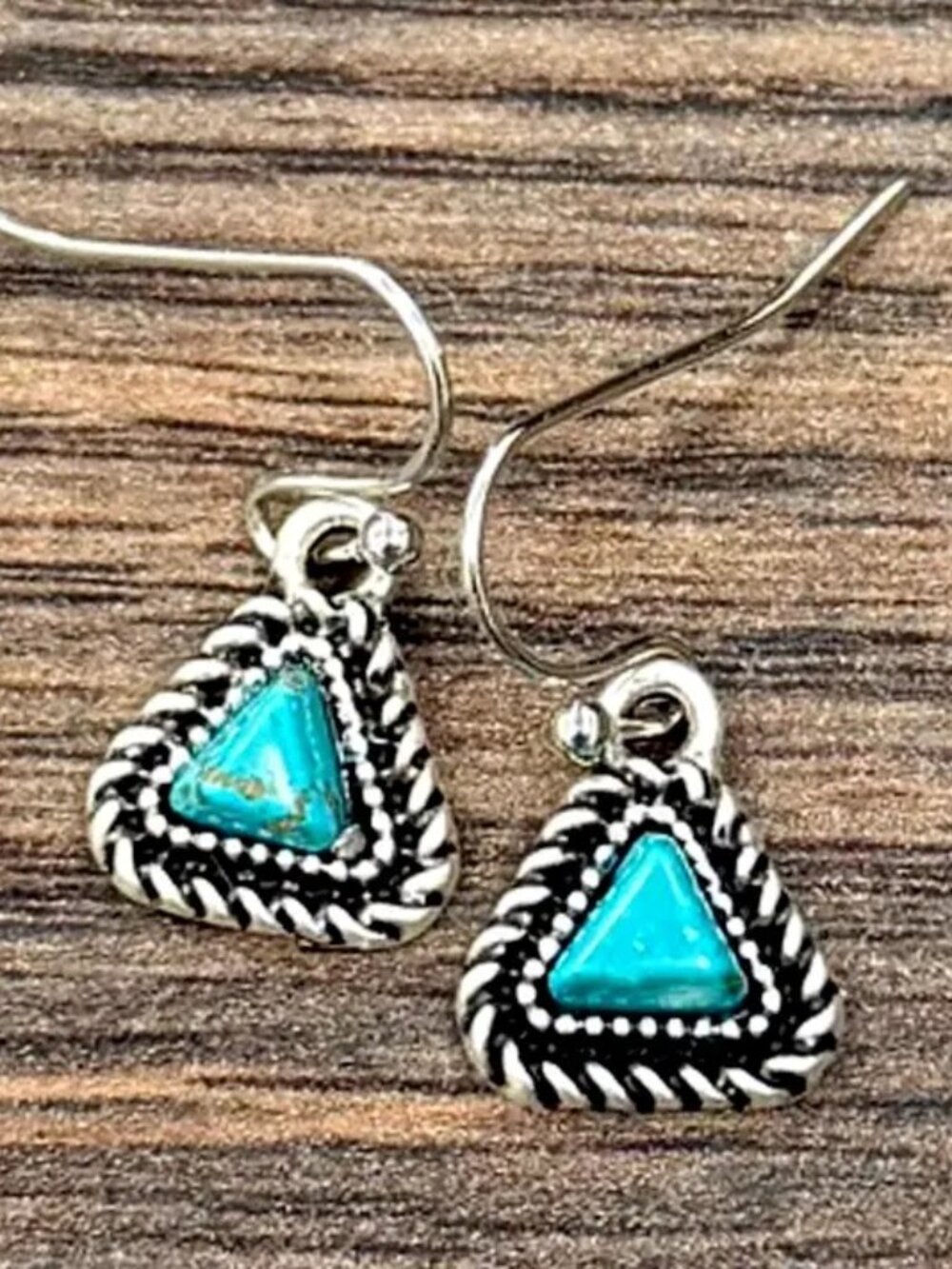Turquoise Triangle Earrings Western Boho Rodeo Minimalist Dainty Dangle